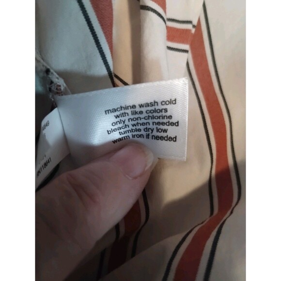 Lane Bryant Womens Top Size 26 Stripe Faux Wrap Side Buckle Long Sleeve Side Zip - Picture 10 of 11